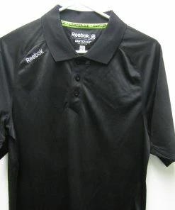 Mens Black Reebok PlayDry Center Ice NHL Polo Authentic Apparel Size Small