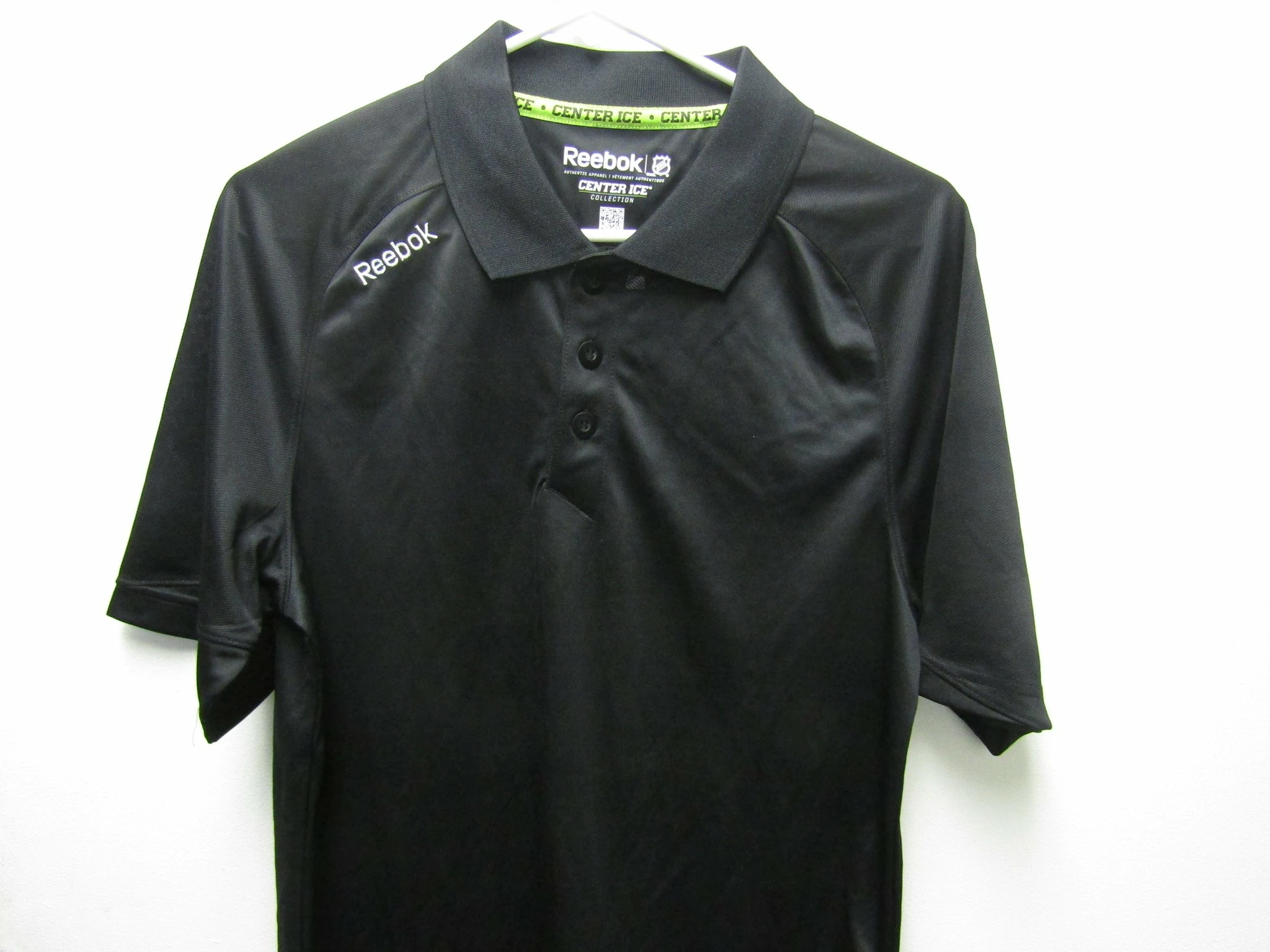 Mens Black Reebok PlayDry Center Ice NHL Polo Authentic Apparel Size Small 3 Mens Black Reebok PlayDry Center Ice NHL Polo Authentic Apparel Size Small
